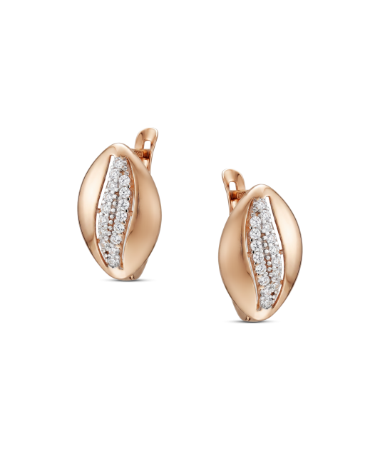 Gold earrings with zircons
