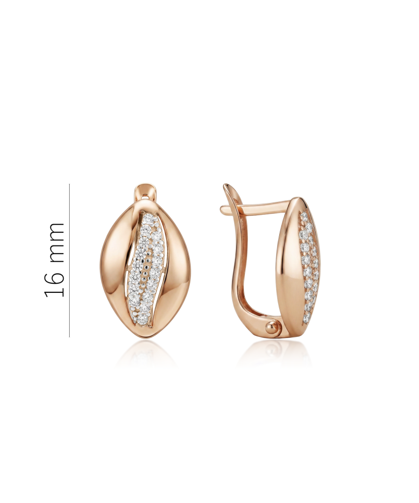 Gold earrings with zircons