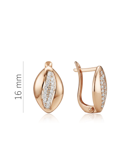 Gold earrings with zircons