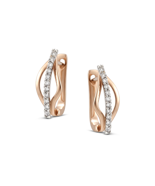 Gold earrings with zircons