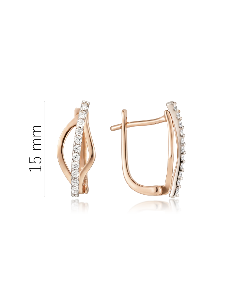 Gold earrings with zircons