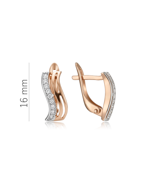 Gold earrings with zircons