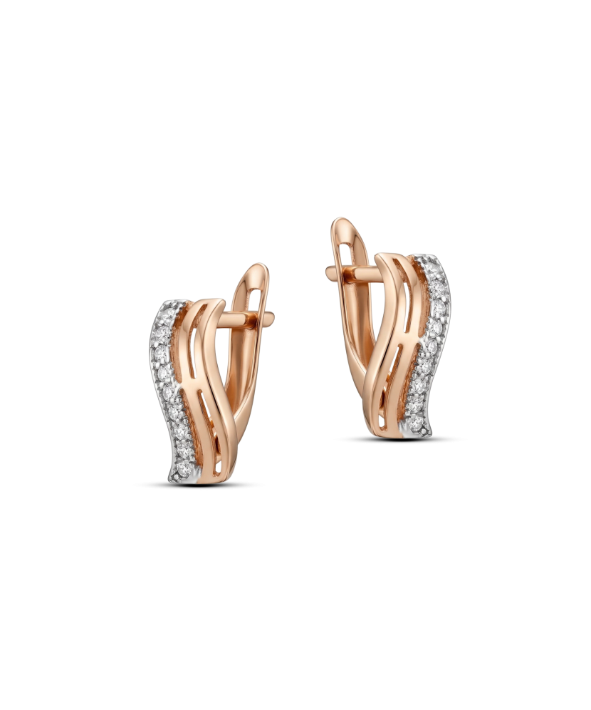 Gold earrings with zircons