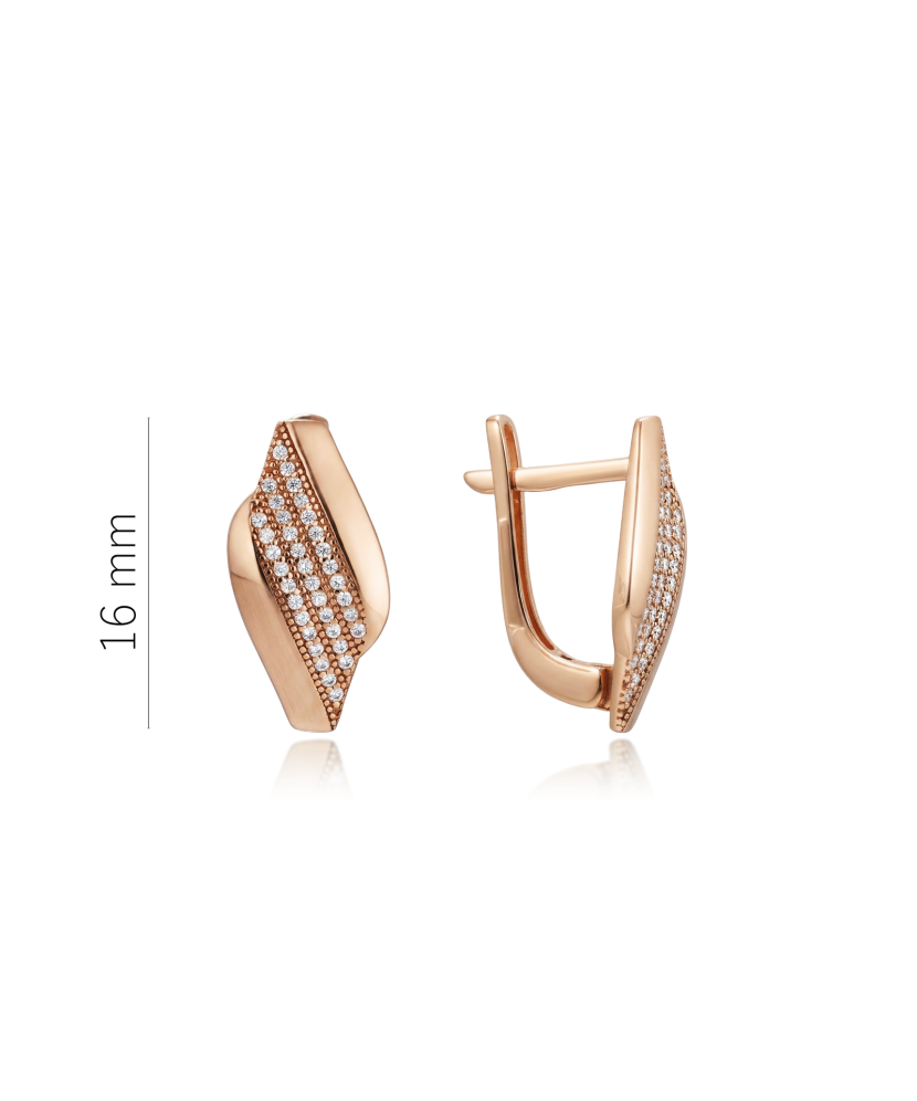 Gold earrings with zircons