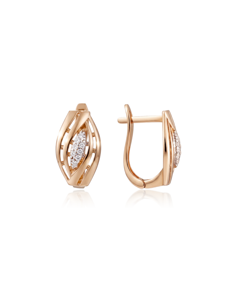 Gold earrings with zircons