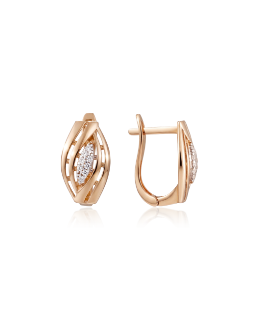 Gold earrings with zircons