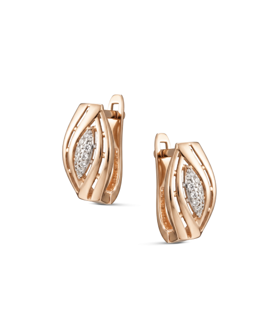 Gold earrings with zircons