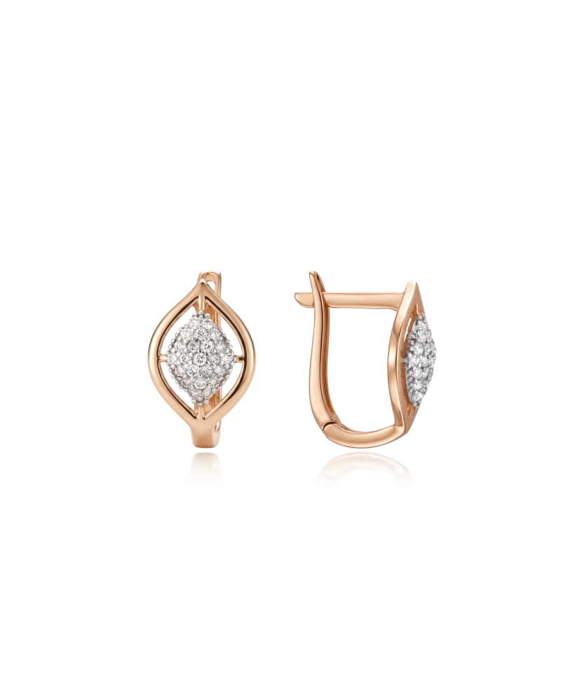 Gold earrings with zircons