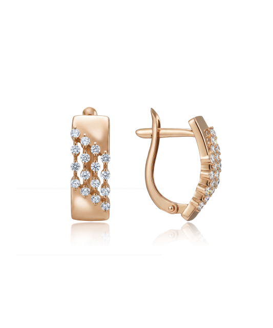 Gold earrings with zircons