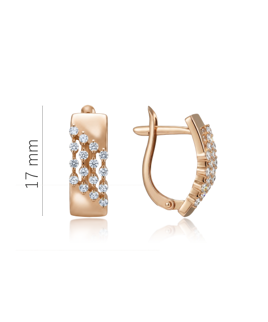Gold earrings with zircons