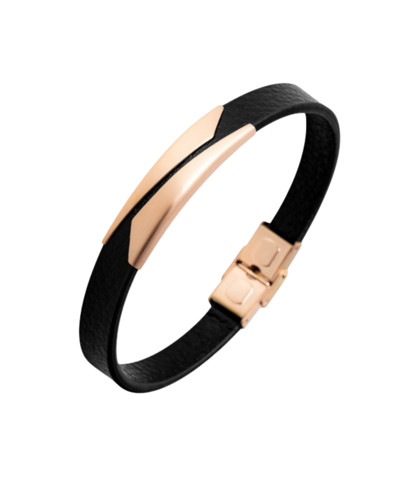 Leather bracelet with stainless steel