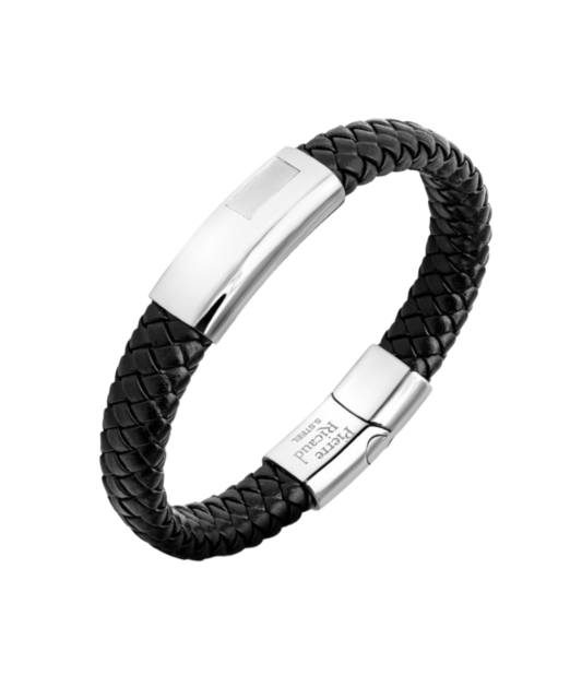 Nahkainen ranneke ruostumattomalla teräksellä