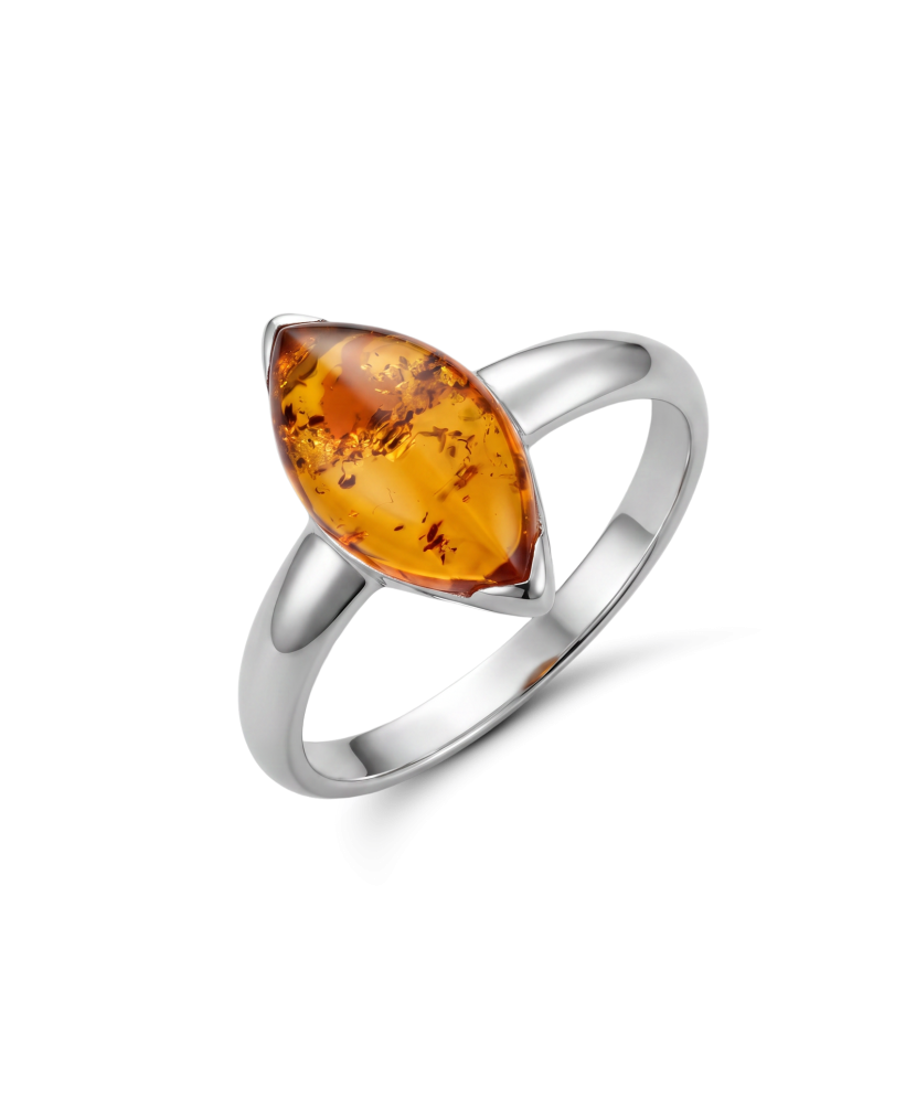 Sterling silver ring with amber