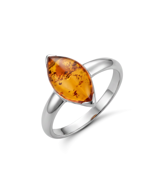 Sterling silver ring with amber