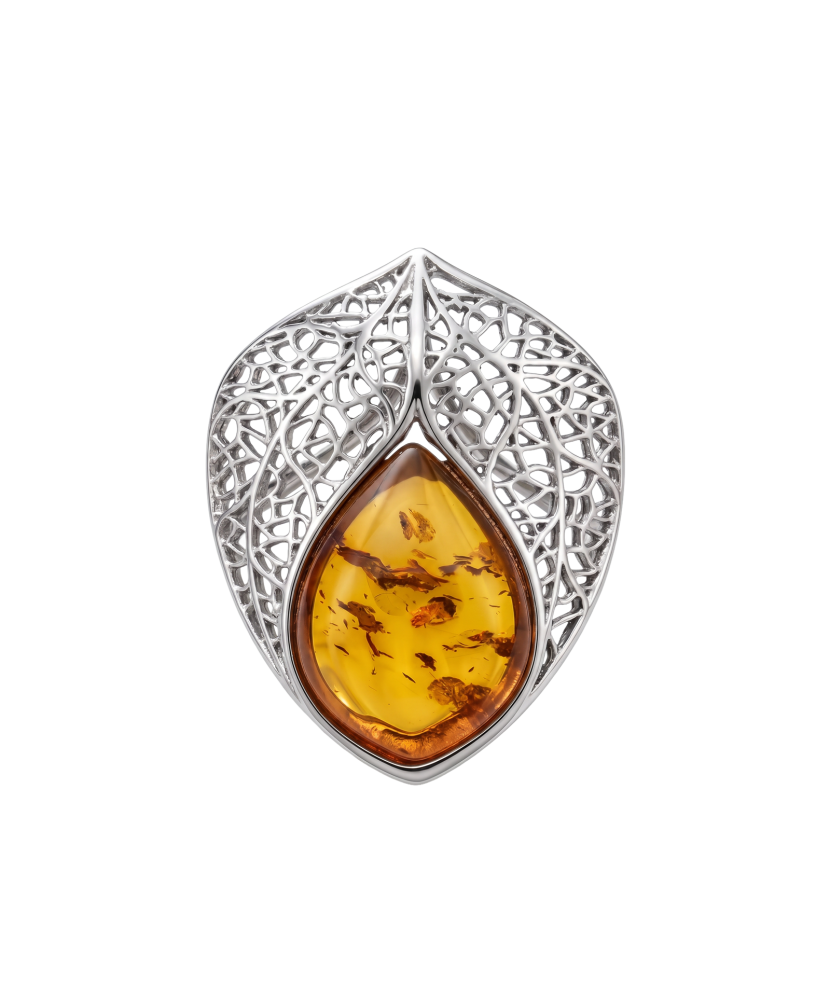 Sterling silver ring with amber