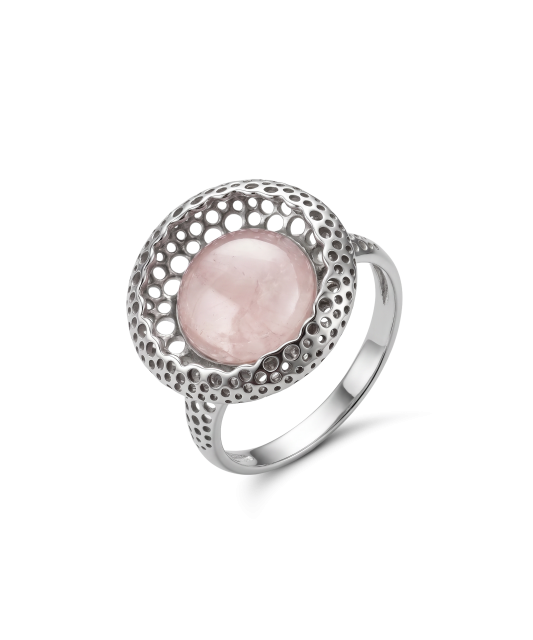 Sterling Silver ring with rose quartz