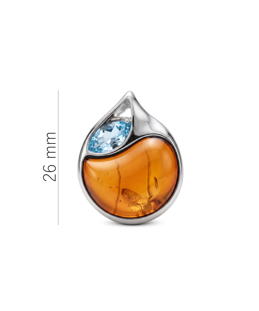 Sterling Silver pendant with amber and topaz