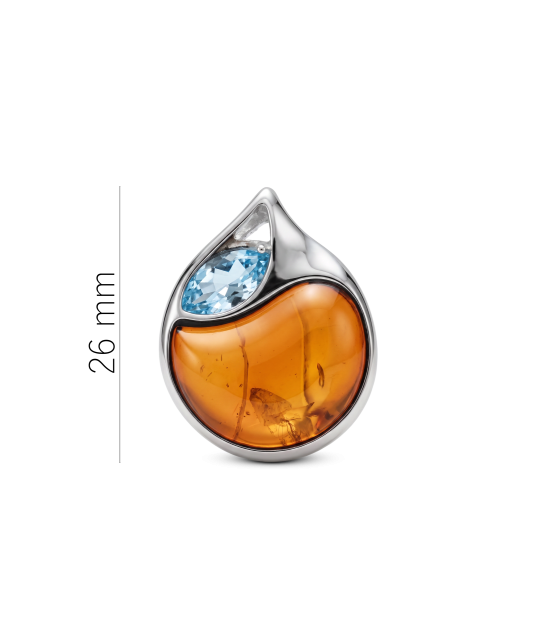 Sterling Silver pendant with amber and topaz