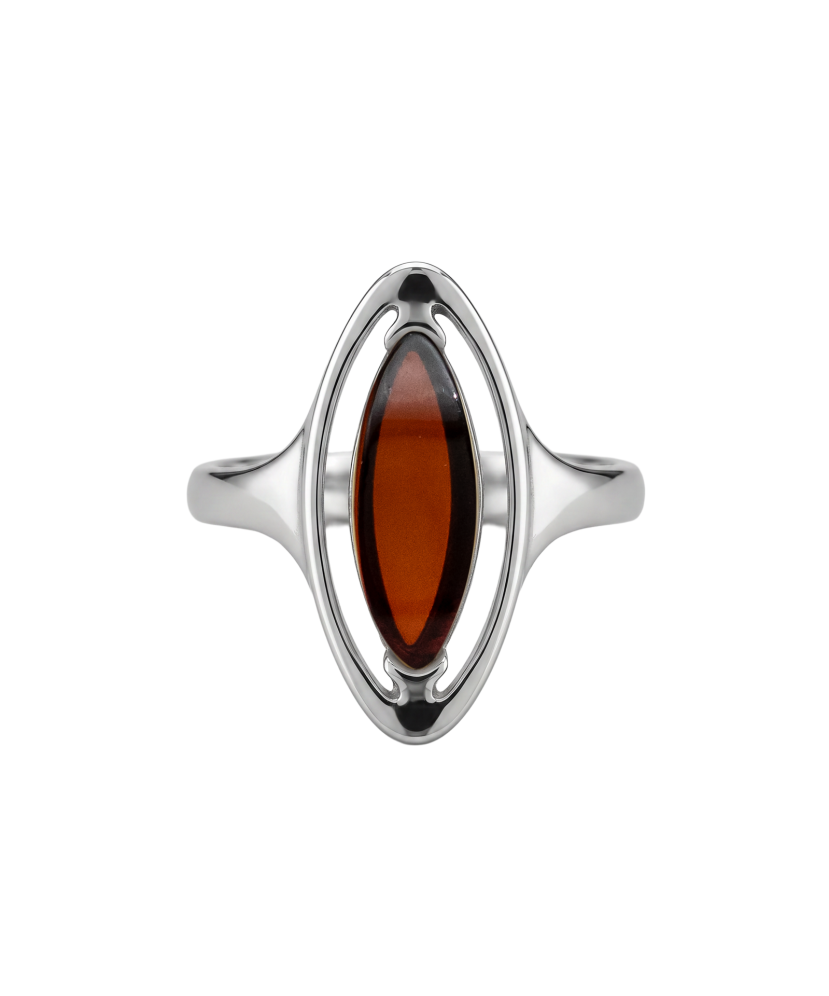 Sterling silver ring with amber