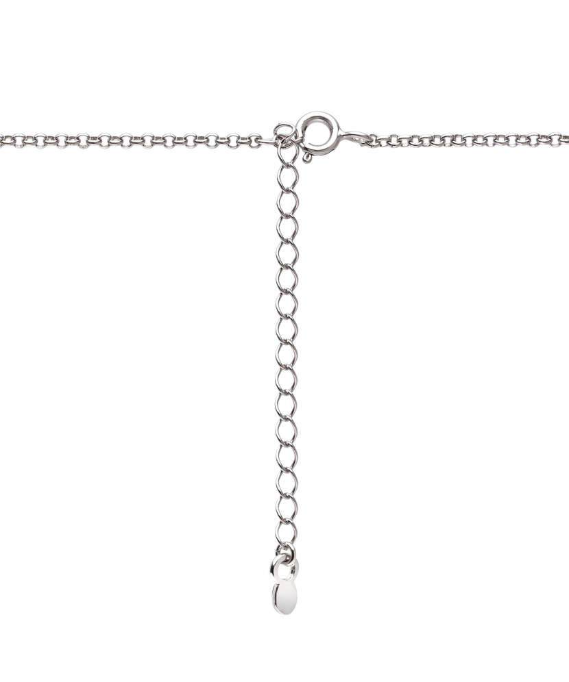 Hopeinen ketju meripihka- ja helmiäisriipuksella