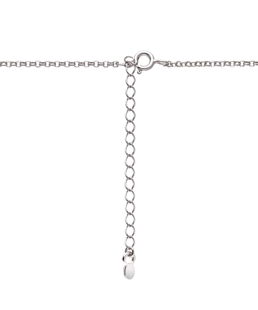 Sterling Silver chain with amber and mother-of-pearl pendant