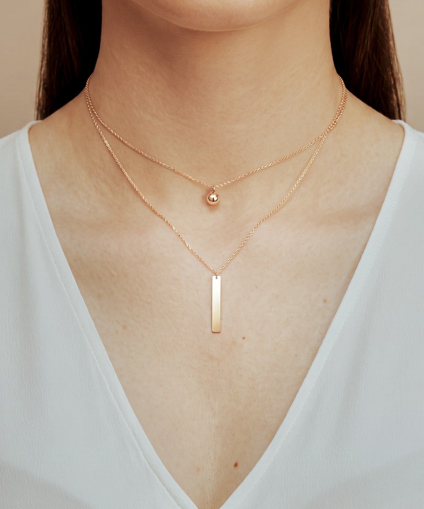 Double gold chain with pendants