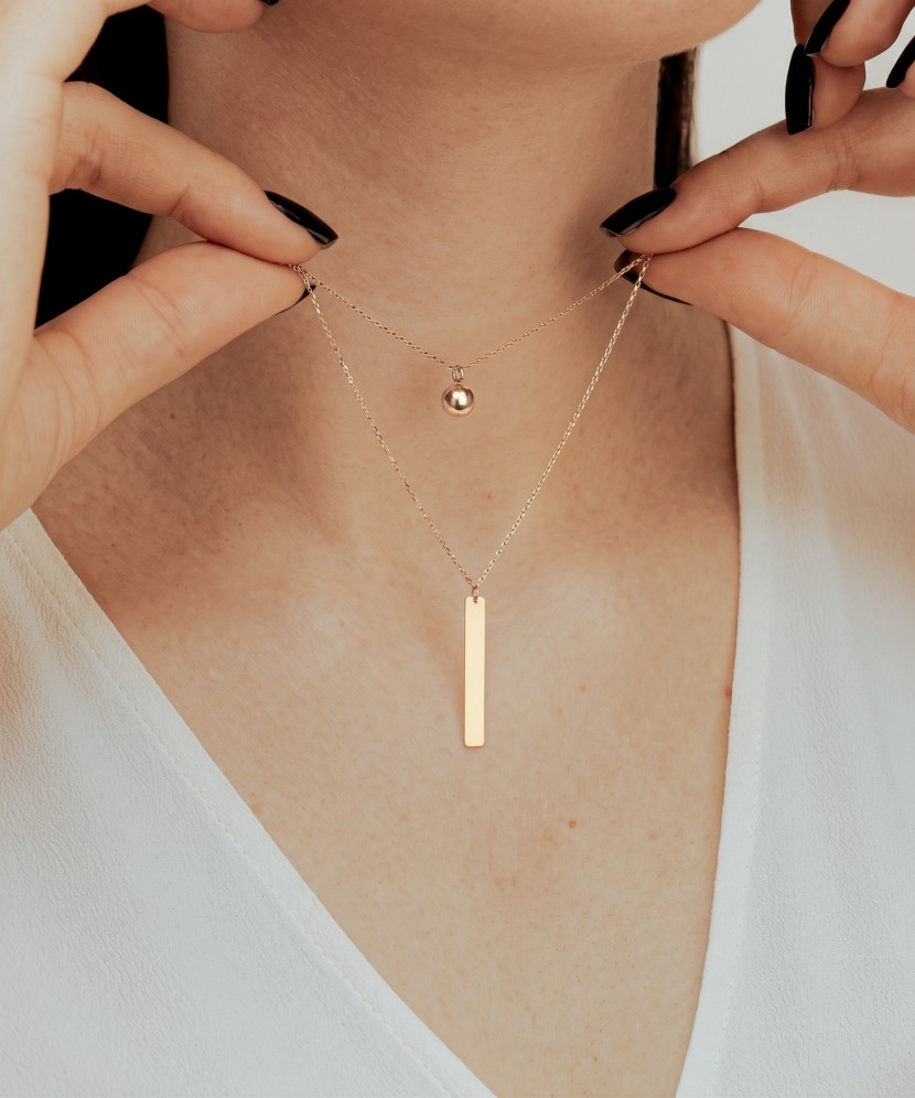 Double gold chain with pendants