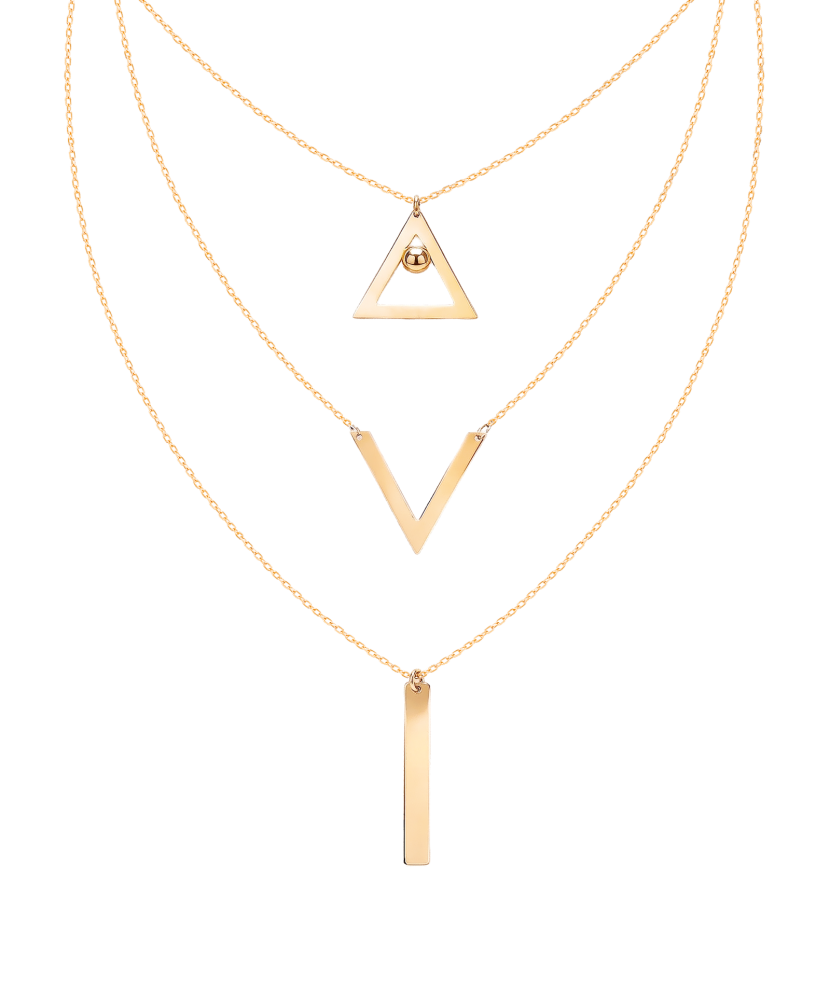 Triple gold chain with pendants