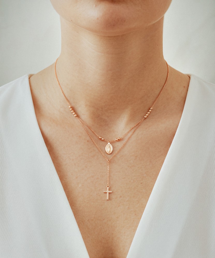 Double gold chain with pendants