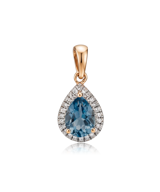 Gold pendant with diamonds and London topaz