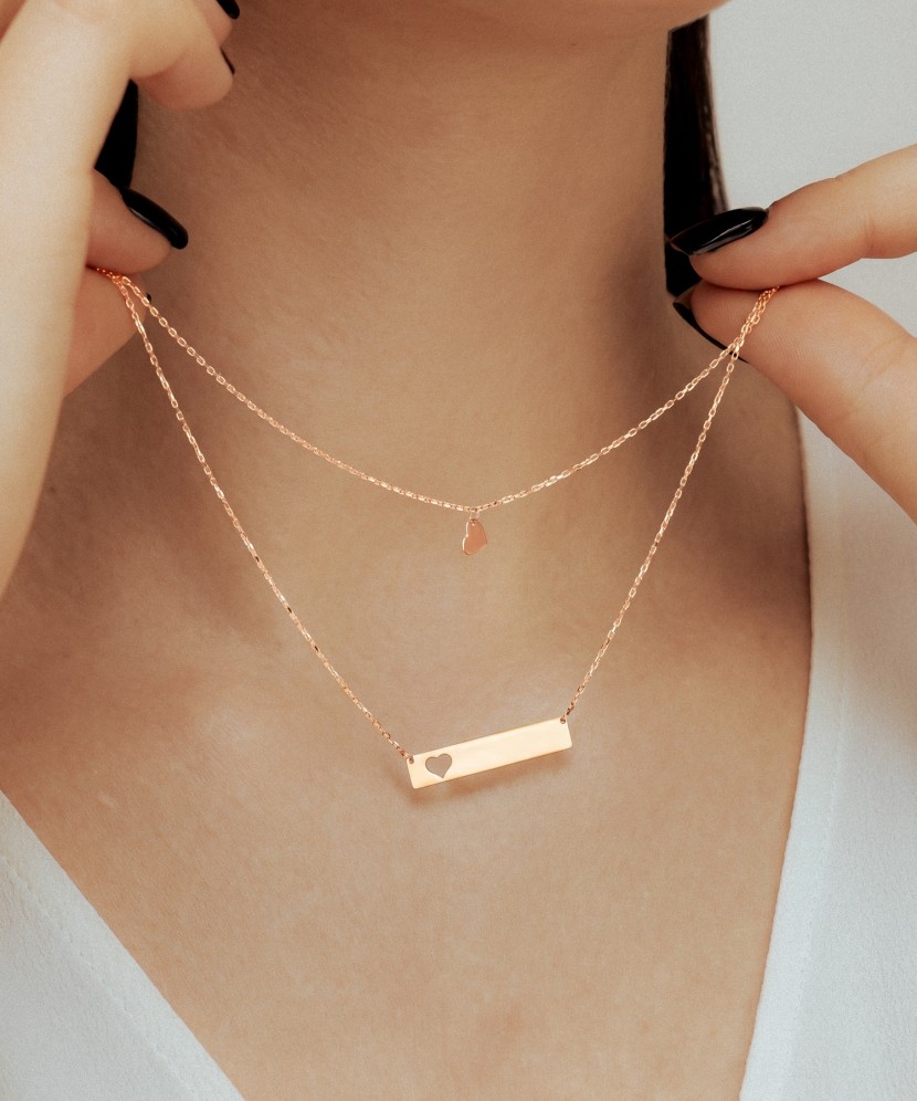 Double gold chain with pendants