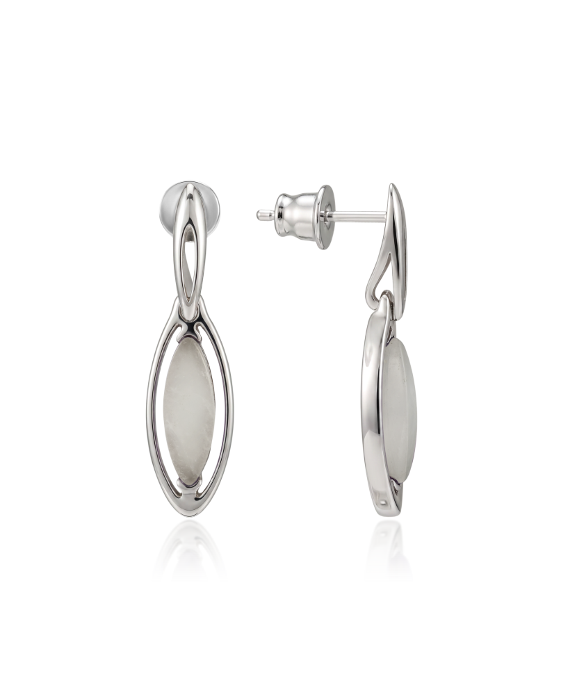 Hopeiset korvakorut ruusukvartsilla