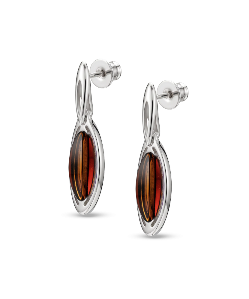 Sterling silver earrings with amber