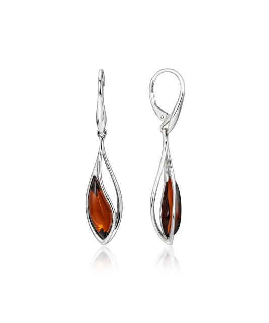 Sterling silver earrings with amber