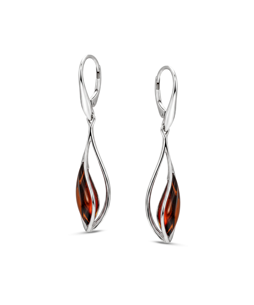 Sterling silver earrings with amber