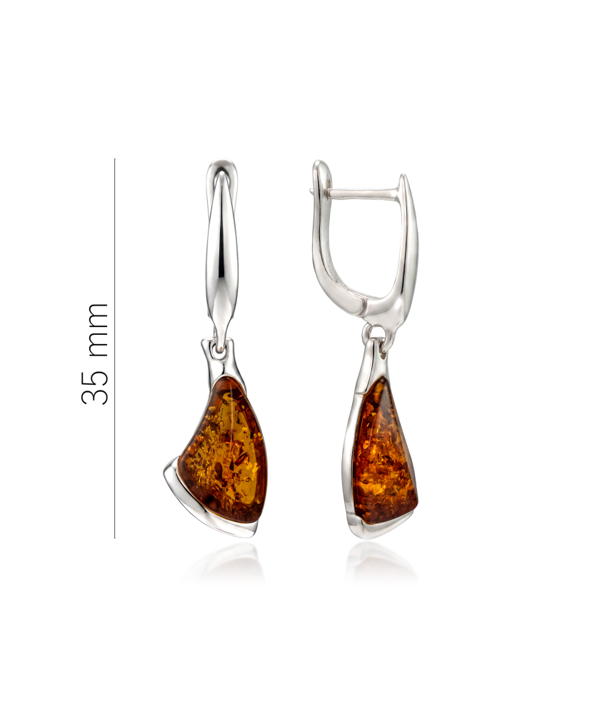 Hopeiset korvakorut meripihkalla