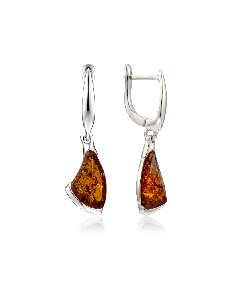 Sterling silver earrings with amber