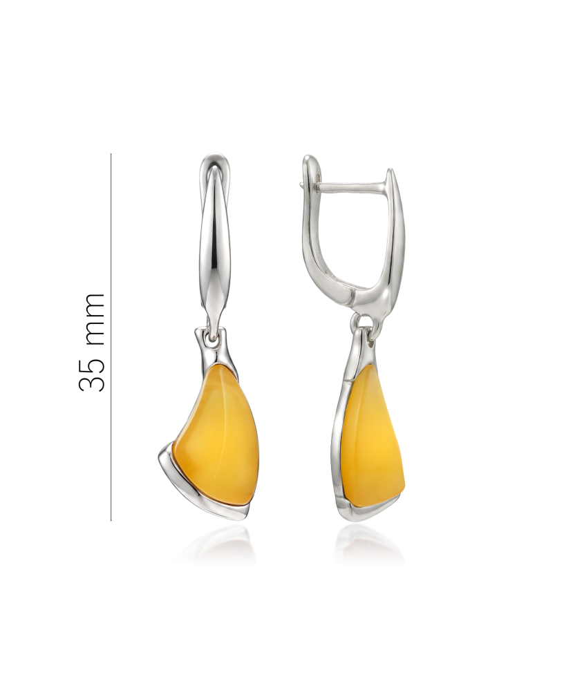 Hopeiset korvakorut meripihkalla