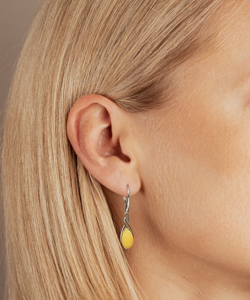 Sterling silver earrings with amber