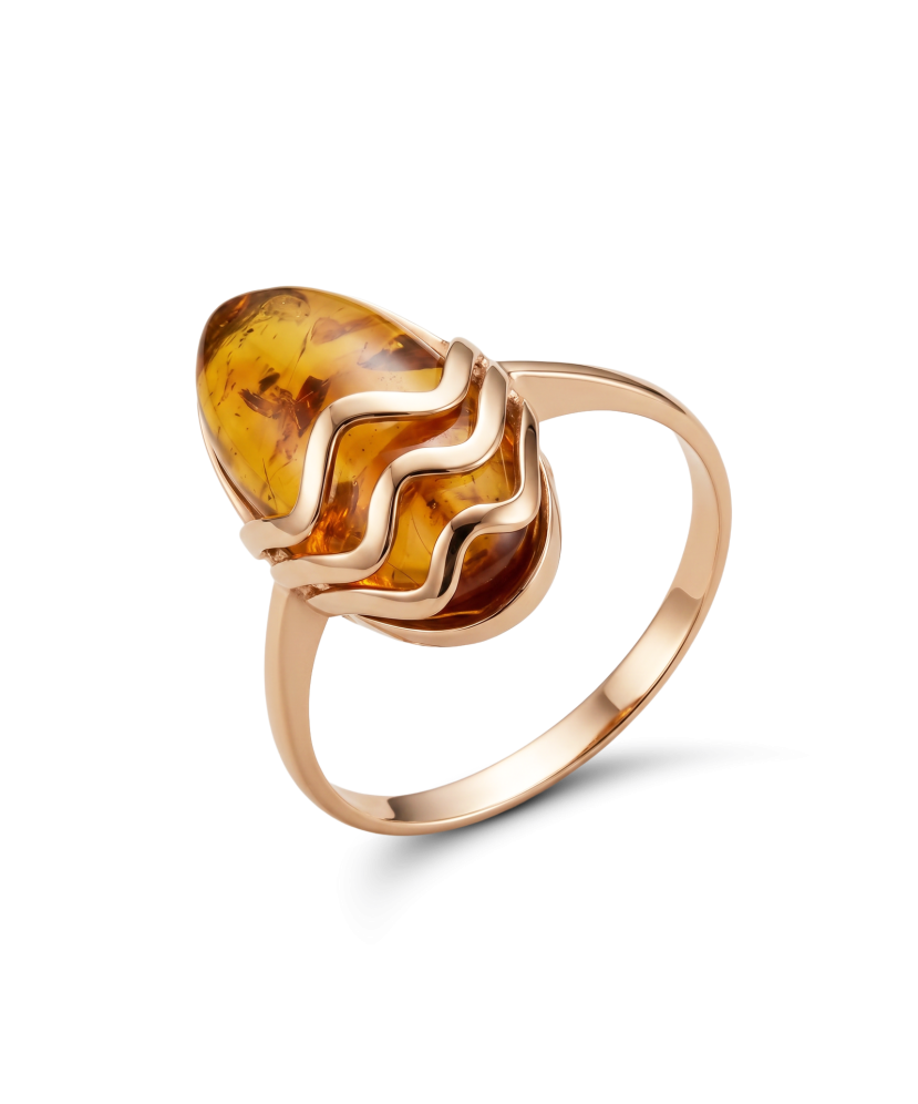 Gold ring with amber