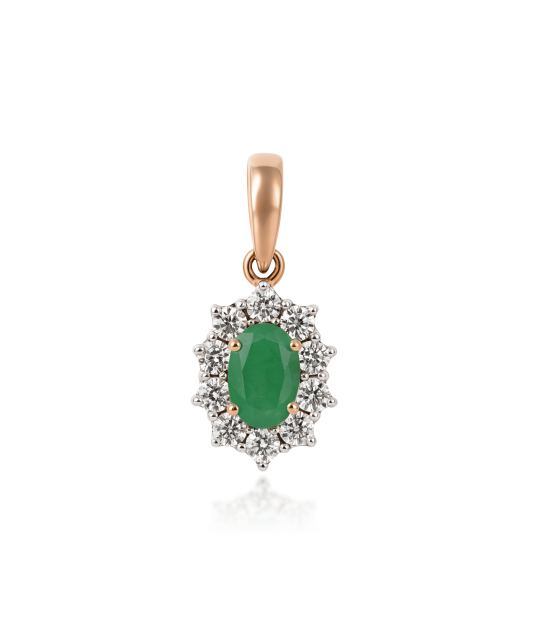 Gold pendant with emerald and diamonds