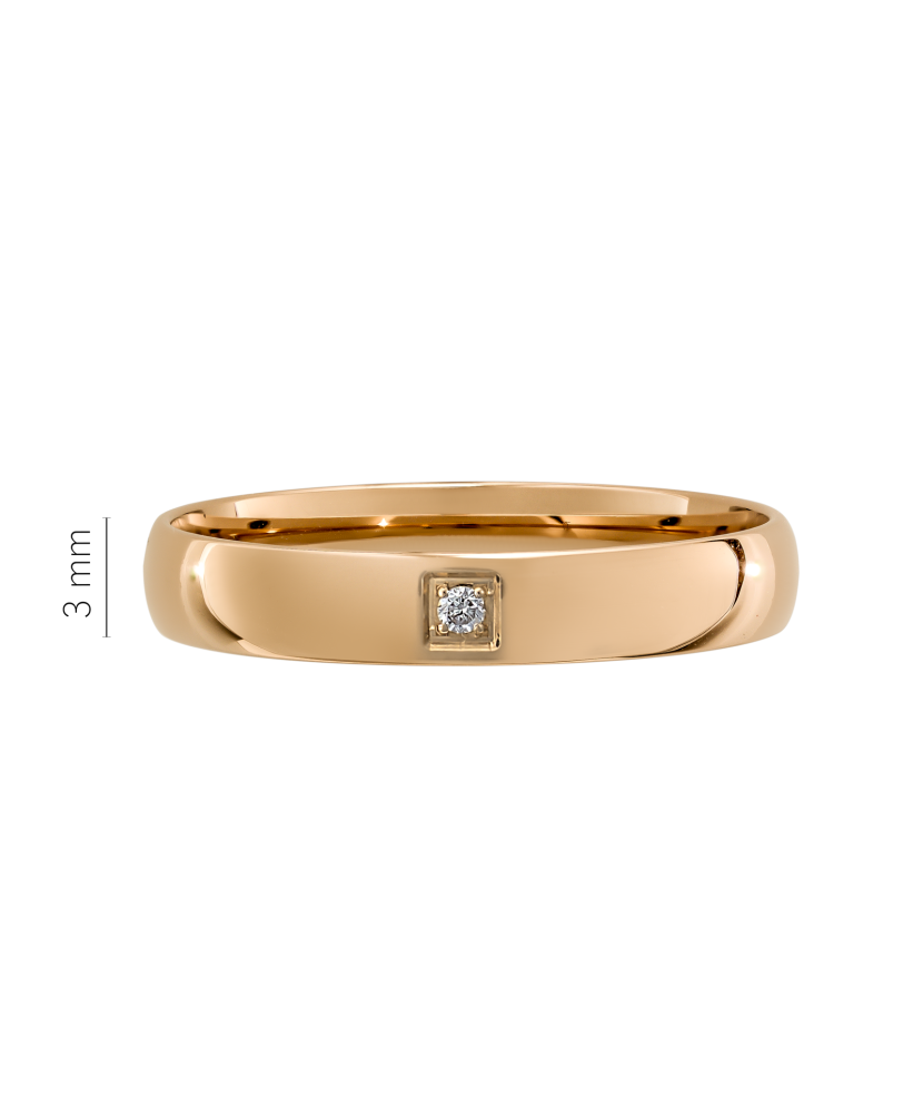 Gold wedding ring with diamond 3mm with comfort