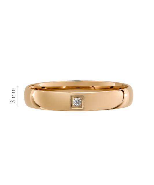 Gold wedding ring with diamond 3mm with comfort