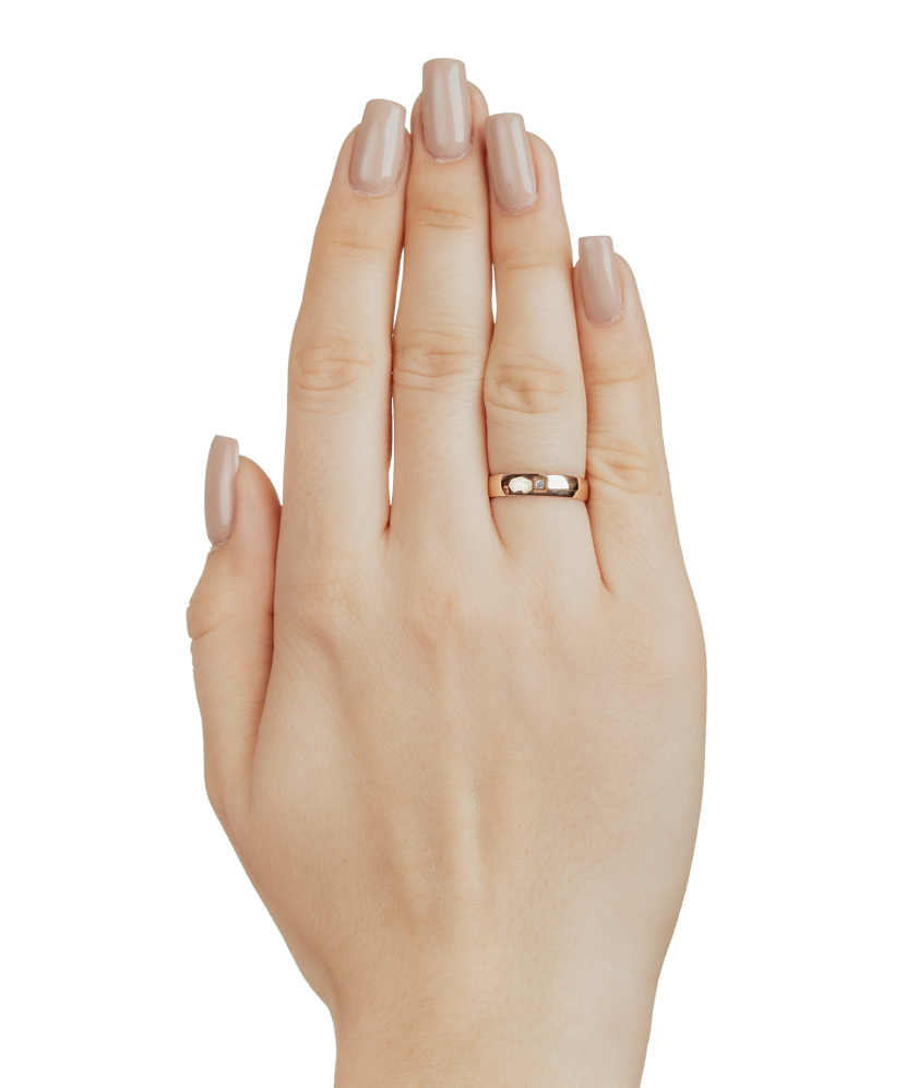 Gold wedding ring with diamond 3mm with comfort
