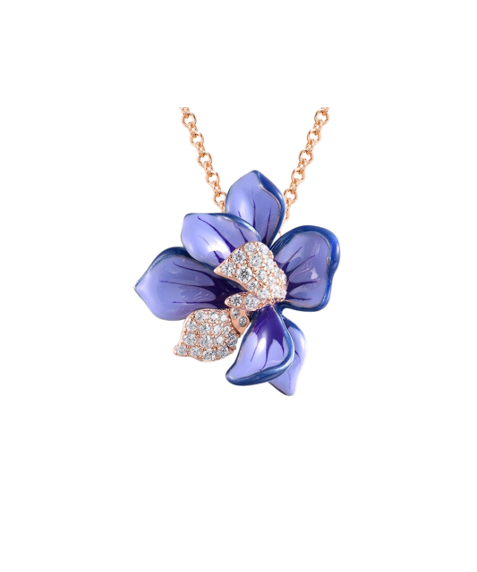 Gilded silver pendant with enamel and zircons