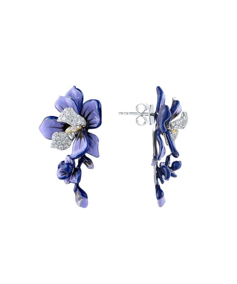 Sterling silver earrings with enamel and zircons