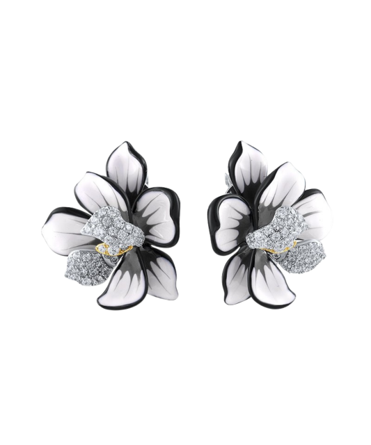 Sterling silver earrings with enamel and zircons