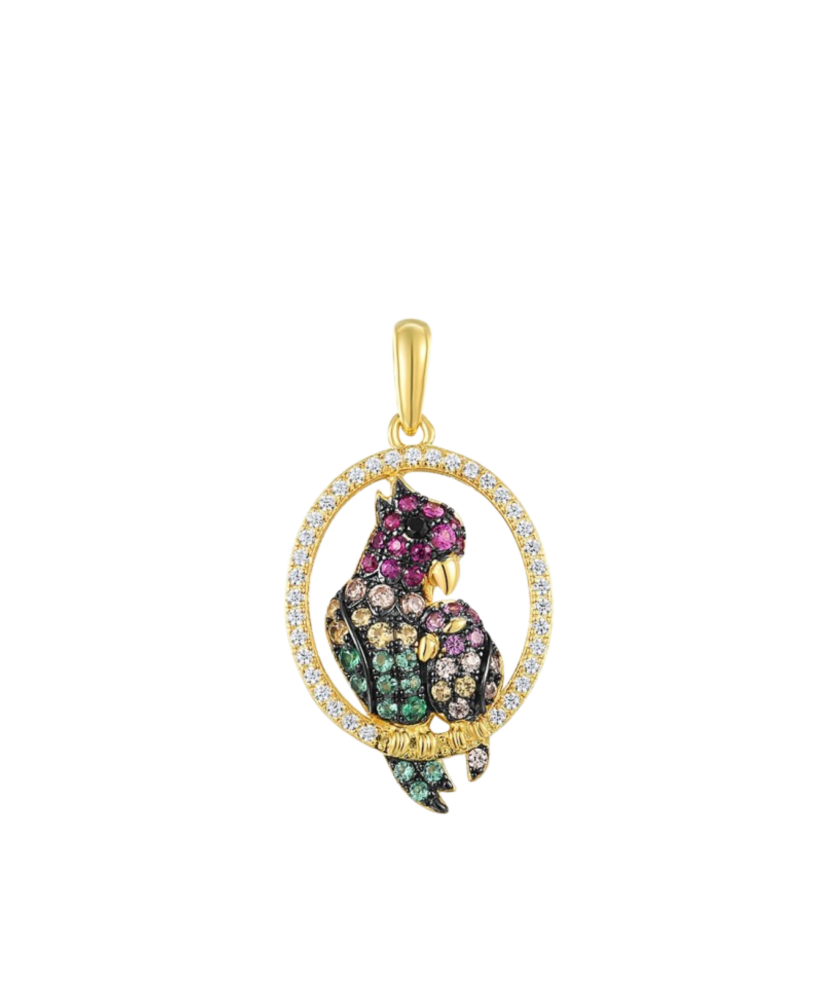Gilded Sterling Silver pendant with spinels and zircons