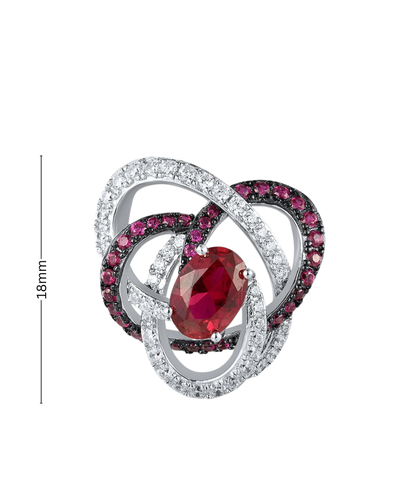 Sterling Silver pendant with nano rubies and zircons