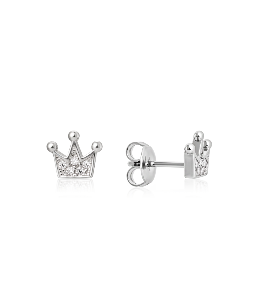 Sterling silver earrings with zircons "crown"